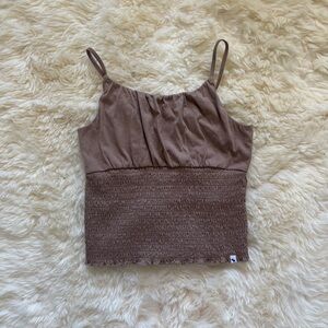 Abercrombie Kids Brown Cami Tank Top with Ruched Top and Smock Bottom